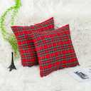 2 Pack Christmas Decor Red Plaids Pillow Covers Buffalo Check Throw Pillow Cover Tartan Cuhion Cover Case for Couch Sofa Home Decoration Cotton 18 X 18 Inches