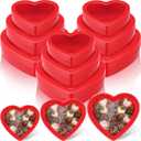 Wesiti 9 Pcs Small Heart Shaped Boxes with Window Valentine's Day Gift Boxes Plastic Heart Container Storage Holder for DIY Projects Presents Candy Snake Jewelry, 3 Size