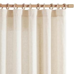 jinchan Linen Curtains 120 Inch Length 2 Panels Set Window Curtains for Living Room Bedroom Extra Long 10 Foot Farmhouse Drapes Aesthetic Decor Light Filtering Drapes, Back Tab Linen Natural, 50Wx120L (#Beige)