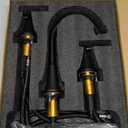 Bathroom Faucets for Sink 3 Hole, Hurran Matte Black Bathroom Sink Faucet with Pop-up Drain and Supply Lines, Stainless Steel Lead-Free Widespread Faucet for Vanity RV Farmhouse Sink (8 Inch)