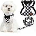 PUPTECK Dog Harness and Leash Set Small Sized, Step-in Cute Puppy Harness, Soft Lightweight Padded Vest, Escape Proof No Pull Pet Harnesses Easy for Walking, Plaid Black & White, XXS