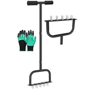 Spike Lawn Air Aerator, Metal Manual Dethatching Soil Aerating Lawn with 15 Iron Spikes Pre-Assembled Grass Aerator Tools for Lawn Grass Aeration Garden