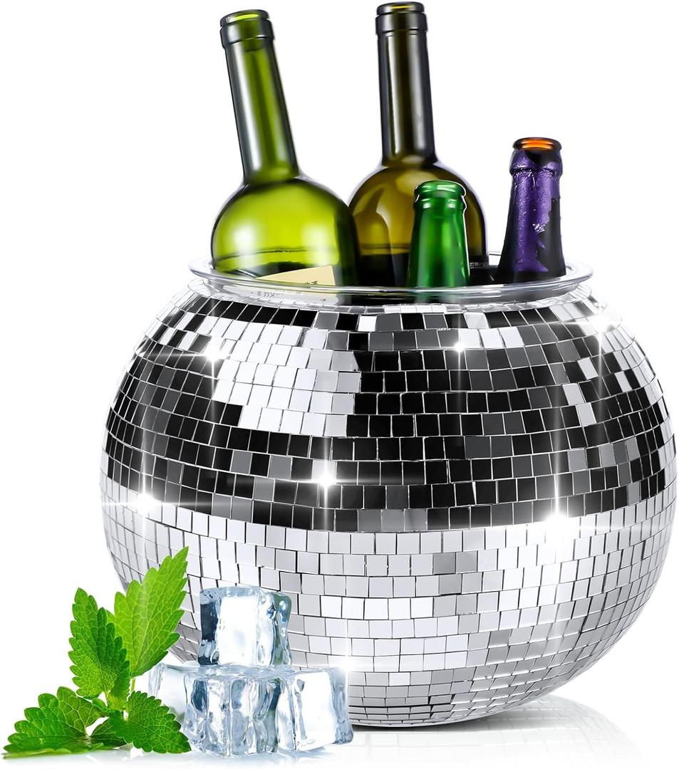 Hoolerry 11L Large Disco Ball Ice Bucket for New Years Eve Disco Party Champagne Bucket Mirror Ball Beer Bowl Retro New Year 70s 80s 90s Theme Party Accessories for Wine Beer Cooler Bachelorette Gift