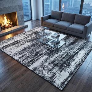 Merelax 5x7 Black White Living Room Area Rug, Large Washable Rugs for Bedroom Dining Room, Soft Boho Abstract Area Rugs, Modern Non Slip Low Pile Carpet for Office Study Kids Room