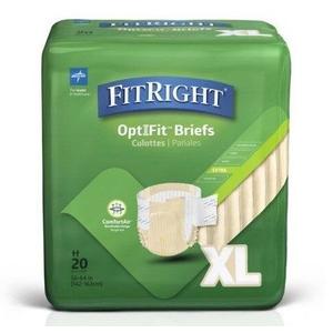 FitRight Adult Diapers, Extra+ Heavy Absorbency, XL (Waist Size 56in64in), 20 Count, OptiFit Incontinence Briefs for Men and Women, Disposable, MoistureWicking, Leak Protection,