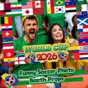 Soccer Birhday Party Decorations Photo Booth Frame,International Flags Themed Photo Props, Sports Party Decorations for Futbol Game Night, Sports Event, World Flags Selfie Frame for Party Favors
