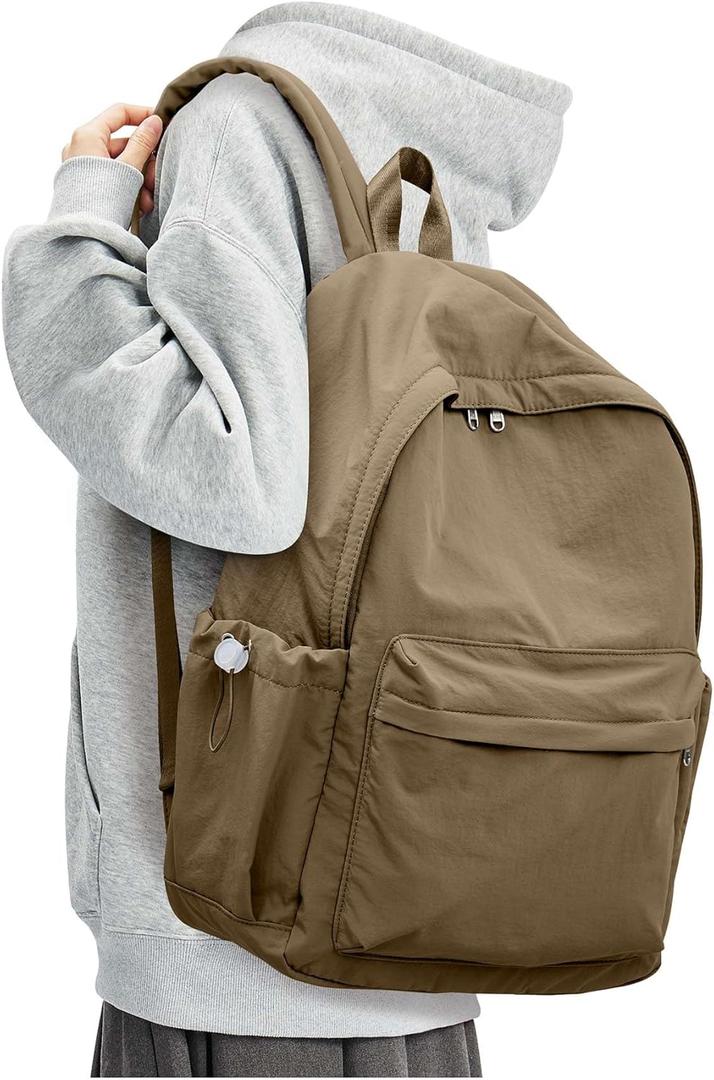 BJLFS Brown School Backpack for Girls Boys, Waterproof Bookbag for Women Men, College Student School Bag, Lightweight Travel Rucksack Casual Daypack Laptop Backpacks