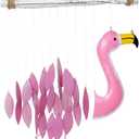 Blue Handworks Flamingo Glass Chime, Sandblasted Glass and Found Wood Handcrafted Wind Chime (Pink)