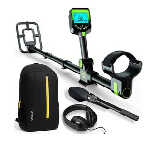 Metal Detector for Adults Waterproof - 2000Amh Chargeable Professional Cordless Gold Detector with LCD Display, Retractable Foldable Higher Accuracy Metal Detector with 10" IP68 Coil - Green