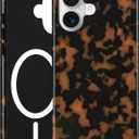 Jusy Compatible with MagSafe Brown Tortoise Shell Print Phone Case for iPhone 16, Amber Trendy Luxury Magnetic Soft TPU and Hard PC Protective Phone Cover for Women Girls - Yellow