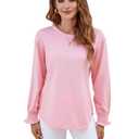 Atnlewhi Womens Puff Long Sleeve T Shirts Pink (Pink, L)