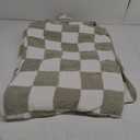 WRENSONGE Checkered Throw Blanket, Sage Green Soft Cozy Fluffy Warm Hand Made Throw Blankets for Couch, Sofa, Chair, Bed, Camping, Picnic, Travel Lightweight Bed Blanket - 60"*80"