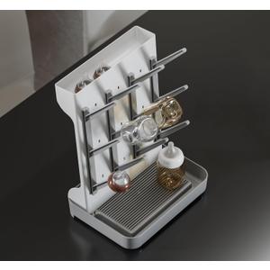 IEEK Baby Bottle Drying Rack, Large Vertical Drying Tower Bottle Rack Holder Space Saving Standing Drying Rack for Countertop-Holds 12 Baby Bottles and Cup, Detachable Travel Bottle Rack, Grey and White