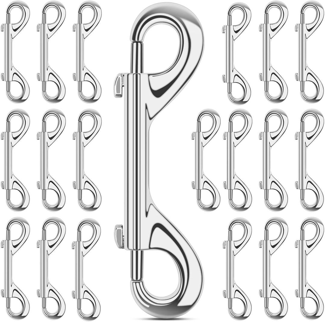 ERKOON 3.5 inch Double Ended Snap Hooks,110lbs Metal Clips Load Capacity Zinc Alloy Double Sided Clips Heavy Duty Trigger Snap for Dogs Leashes/Water Bucket/Horse Feed/Hammocks Bolt Snap (20 Pack)