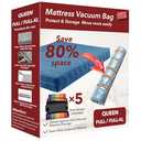 Queen/Full/Full-XL Mattress Vacuum Bag for Moving and Storage, Vacuum Seal Compression Bag for Queen and Full Size Mattresses, Heavy Duty Mattress Bag for Storage, with Sealing Clip and 5 Straps