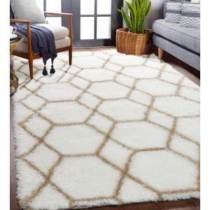 ONASAR Area Rugs for Bedroom Living Room, Washable 4x6 Fluffy White and Beige Throw Rug, Geometric Boho Shaggy Soft Plush Floor Carpet for Nursery Kids Girls Boys Teen Dorm Home Decor Aesthetic