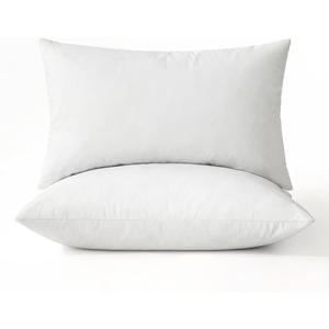 MIULEE 12x20 Pillow Inserts, Set of 2 Down Feather Throw Pillows for Couch Sofa Bed, Decorative Fluffy Throw Pillow Inserts Cotton Fabric,White