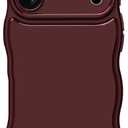 Anuck for iPhone 17 Pro Max Case Wave, Curly Frame Design for Women Girls, Cute Wavy Solid Color Aesthetic Phone Case Soft Flexible TPU Shockproof Full-Body Protective Cover 6.9" - Wine Red
