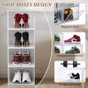 CMFTGDS Clear Plastic Shoe Storage Boxes with Magnetic Door, Thickened Stackable Shoe Organizer Cabinet, 6 Pack Shoe Containers for Sneakers, Boots, Heels in Closet, Fit up to US Size 13.5