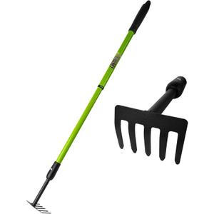 Garden Rake - Small Rake for Gardening with Telescopic Adjustable Handle (39”), Mini Rake for Tight Spaces, Flower Beds, Pots - No Bending & Elderly Friendly, Non-Slip Small Garden Rake