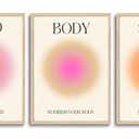 KISSFOX 3 Piece OAK Wood Framed Wall Art Beige Pink Orange Wall Decor Aura Canvas Art Mind Body Soul Pictures Trendy Aesthetic Preppy Paintings For Apartment Dorm Women Girls Bedroom, 12x16 In Canvas