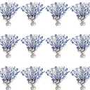12 Pack Metallic Foil Spary Centerpieces for Tables, Silver NavyBlue Centerpieces for Tables Decorations, Star Brust Table Centerpieces for Birthday Graduation Wedding Baby Shower Party