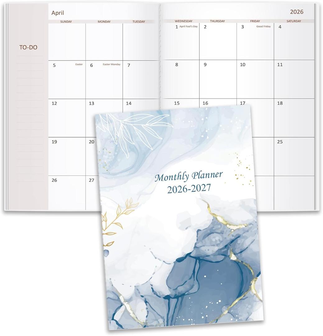 2026-2027 Monthly Planner - 15 Months Calendar from April 2026 - June 2027, Monthly Planner 2026-2027 Easy to Organize Your Daily Life, 7" x 10", Blue Watercolor