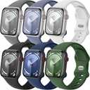 SNBLK 6 Pack Sport Bands Compatible with Apple Watch Bands for Men 45mm 46mm 44mm 41mm 40mm 42mm 38mm 49mm Women, Soft Silicone Apple Watch Ultra 2 Band for iWatch Series 10 9 8 7 6 5 4 3 2 1 Ultra/SE, Set Of 3