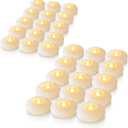 Homemory 48 Pack 3 Flameless Led Floating Candles, 200 Hour White Battery Operate Waterproof Tealights for Cylinder Vases, Centerpieces at Wedding Decor, Party, Pool (Warm White Light (48Pack, White Shell))