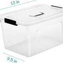 Clear Storage Latch Box 12 Quart, Plastic Organizing Box/Bin with Lid and Black Handles, 6-Pack