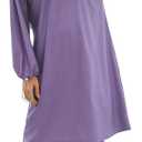 Women Muslim Swimwear Islamic Modest Swimsuit 3 Pieces Full Cover Hijab Long Sleeve Burkini Top Dress + Pants (Medium, Purple)