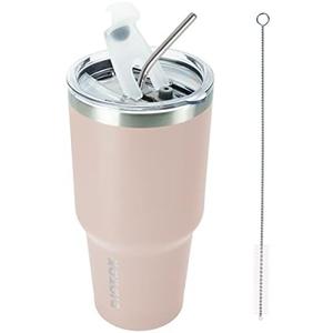 BJPKPK 30 oz Tumbler Cups With Lid And Straw Stainless Steel Double Wall Vacuum Insulated Tumblers For Women and Men Apricot