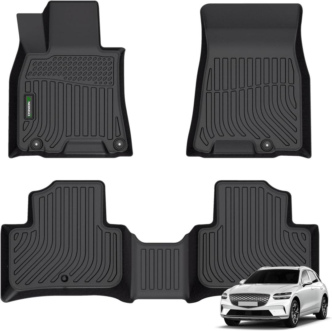 ANBINGO-Floor Mats for Genesis GV70 2025-2022 (Not Fit Electrified GV70) TPE Fits Front& Rear Row GV70 Mats Waterproof Car GV70 All Weather Floor Mats GV70 Accessories-Black