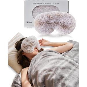 ZonLi Sleep Mask, Weighted Eye Mask for Sleeping, Faux Fur Eye Pillow with Hot/Cold Pack, Skin-Friendly Inner for Sleep and Travel, Night Blindfold for Men and Women,Beige