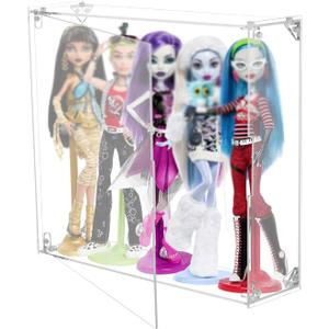 Beautyflier Acrylic Display Case for Monster High Doll, Wall Mounted or Desktop Dustproof Display Box for Monster High Booriginal Creeproduction Doll, Showcase for Up to 5 Dolls (Case Only)