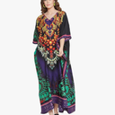 Oussum Women Polyester Casual Kaftan Long Plus Size Summer Beach Caftan Cover Ups Maxi Dresse for Ladies One Size