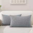 SYSLOON Outdoor Pillow Covers 20x12 Inch Set of 2,Waterproof Pillow Covers for Summer Patio Tent Balcony Couch Sofa Pillow Covers Home Decor,Light Gray