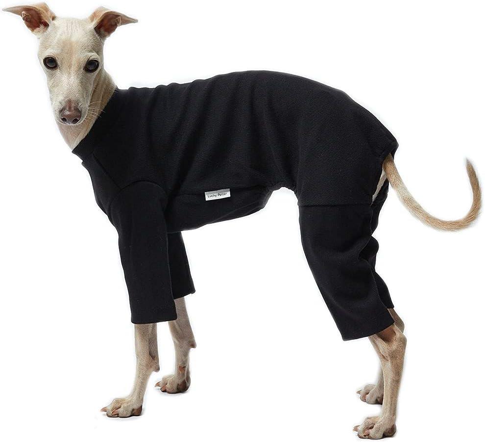 Basic Soft Dog Pajamas for Small Dog Onesie Doggie Jammies Dog Shirt Stretchable Dog Jumpsuit Bodysuit pjs (Large, Basic Black)