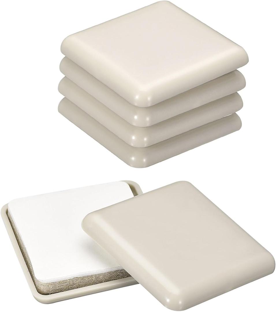 uxcell Furniture Sliders, 8Pcs 1 4/7" - Plastic Self-Adhesive Square Sliding Pads, Chair Glides for Carpeted Tile Vinyl Hardwood Floors (Grey)