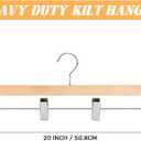DoubleFill 4 Pcs Kilt Hanger 20 Inches Wooden with 4 Clips, Wooden Color