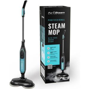Pursteam ScrubMaster Steam Mop with Dual Scrubbing Head, LED Headlights, Adjustable Steam Control, Anti-Slip Swivel Head, Cable Holder & Upright Lock Pursteam ScrubMaster Steam Mop with Dual Scrubbing Head, LED Headlights, Adjustable Steam Control, Anti-Slip Swivel Head, Cable Holder & Upright Lock