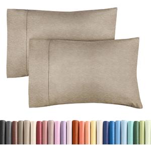 King Pillow Cases Set of 2 - Ultra Soft Hotel Quality Pillowcase Covers - Comfy, Cozy & Wrinkle Free - Shrinkage and Fade Resistant - Machine Washable Pillow Protectors - 2 Piece Set - Heathered Beige