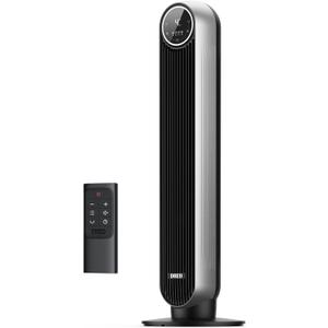 Dreo Tower Fan for Bedroom, 25ft/s Velocity Quiet Floor Fan, 90 Oscillating Fans for Indoors with 4 Speeds, 4 Modes, 8H Timer, Bladeless Fan, Standing Fans, Silver, Nomad One (DR-HTF007)