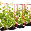 Blulu Sturdy Expandable Tall Pea Trellis Panel Folding Garden Trellis for Climbing Plants 9' x 39" H Multi Use Heavy Duty Outdoor Garden Peas Tomato Cucumber Steel Plant Support Red W/ 8" Grids