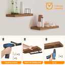 HOOBRO Floating Shelves for Wall, Wall Mounted Shelf Set of 2, 15.7" Hanging Shelf with Invisible Brackets, for Wall Decor Storage in Bathroom Bedroom Kitchen Living Room Office, Rustic Brown BF40BJ01