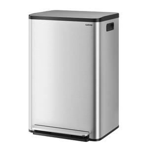 13 Gallon Trash Can Kitchen Garbage Bin with Removable Inner Buckets 50L Stainless Steel Step-on Metal Large Waste Cans with Soft Close Lid Silver