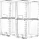 Vtopmart 4 Pack Clear Stackable Storage Drawers,9.7" High Plastic Organizers Bins for Skincare, Bathroom Supplies,Ideal for Cabinet,Undersink,Vanity,Kitchen,Pantry Organization