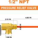 GASHER 1/2" NPT RV Water Heater Temperature & Pressure Relief Valve with Epoxy-Coated Probe, For Hot Water Heater Tanks