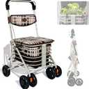 Walkers for Seniors with Seat, 180 lbs Capacity, Foldable & Lightweight, Adjustable Height, Rolling Walker with Brakes and Comfortable Chair for Mobility and Rest (22x19.7x35.4in)