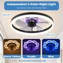 Fszdorj 24'' Low Profile Ceiling Fan with Light and Remote, Fandelier Black
